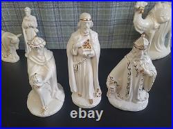 Vintage 1962 White Gold Porcelain China Nativity Large Set Evelyn W. E. W