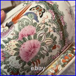 Vintage 1970's Chinese Export Gold Chinoiserie Rose Canton Oval Tureen with Lid