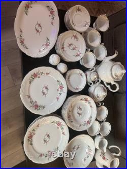 Vintage 56 Piece Set Royal Kent Collection Poland Bavarian Rose Gold Trim