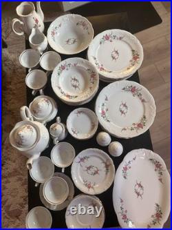 Vintage 56 Piece Set Royal Kent Collection Poland Bavarian Rose Gold Trim