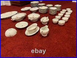 Vintage 93-piece Victoria Czechoslovakia Floral and Gold China set Nice