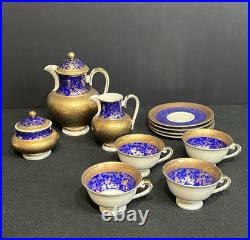Vintage ALKA Kunst Kronach Bavaria Tea Set 13 piece set Gold and Blue