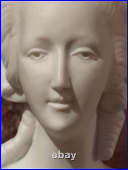 Vintage Andrea Japan Marie Antoinette Bisque Porcelain Bust 11 Green Gold Base