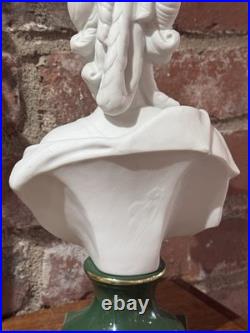 Vintage Andrea Japan Marie Antoinette Bisque Porcelain Bust 11 Green Gold Base