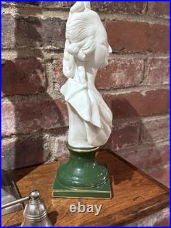 Vintage Andrea Japan Marie Antoinette Bisque Porcelain Bust 11 Green Gold Base
