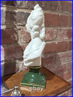 Vintage Andrea Japan Marie Antoinette Bisque Porcelain Bust 11 Green Gold Base