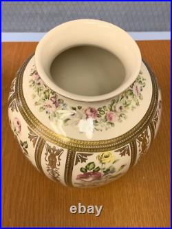 Vintage Beautiful Floral & Gold Accents Porcelain China Vase Crown Lion Mark EUC