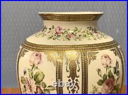 Vintage Beautiful Floral & Gold Accents Porcelain China Vase Crown Lion Mark EUC