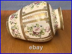 Vintage Beautiful Floral & Gold Accents Porcelain China Vase Crown Lion Mark EUC