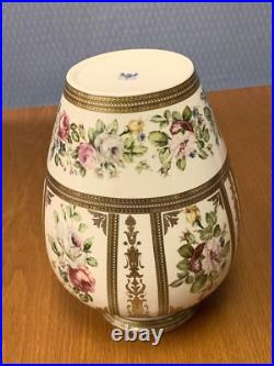 Vintage Beautiful Floral & Gold Accents Porcelain China Vase Crown Lion Mark EUC