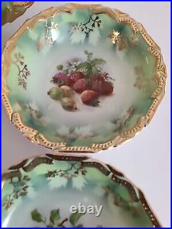 Vintage Bowles with fruits and golden trim around for dessert 7 pieces