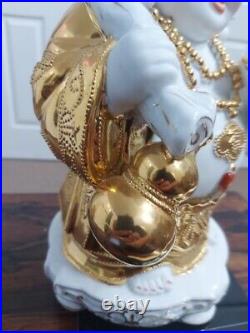 Vintage Buddha Statue Porcelain Gold Gilt 12. #eb