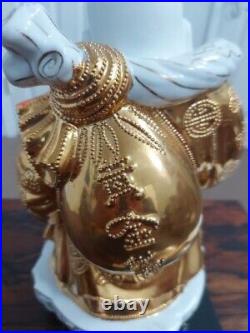 Vintage Buddha Statue Porcelain Gold Gilt 12. #eb