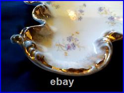 Vintage C. T. Carl Tielsch Large Porcelain China Handled Dish Gold Trim Germany
