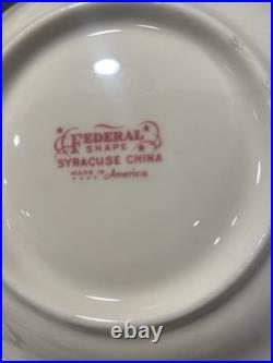 Vintage China Set. White, Green & Gold Pattern. 6-8 Place Setting Raleigh Pattern