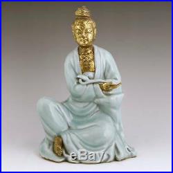 Vintage Chinese Gilded Porcelain Sculpture Quan Kwan Guan Yin Buddhism China