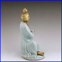 Vintage Chinese Gilded Porcelain Sculpture Quan Kwan Guan Yin Buddhism China