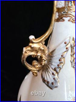Vintage Chinese Gold Enameled Floral and Butterfly Porcelain Vase MARKED