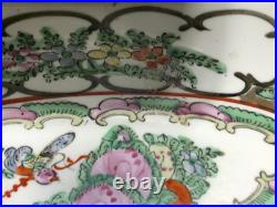 Vintage Chinese Hand Painted Gilded Rose Medallion Porcelain Bowl 10 Marked