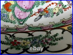 Vintage Chinese Hand Painted Gilded Rose Medallion Porcelain Bowl 10 Marked