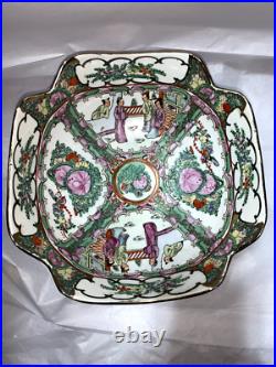 Vintage Chinese Hand Painted Gilded Rose Medallion Porcelain Bowl 10 Marked