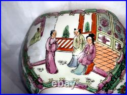 Vintage Chinese Hand Painted Gilded Rose Medallion Porcelain Bowl 10 Marked
