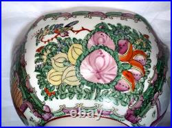 Vintage Chinese Hand Painted Gilded Rose Medallion Porcelain Bowl 10 Marked