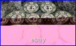 Vintage Chinese Porcelain 10pcs Plate Set Floral Famille Rose Style Gold Trim