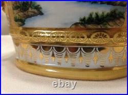 Vintage Chinese Porcelain Cachepot Jardiniere /Pictoral/Royal Yellow & Gold/Oval