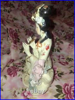 Vintage Chinese Porcelain Lady Figurine Hand Painted, Gilded Details, 9 3