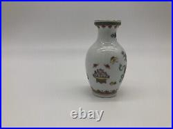 Vintage Chinese Porcelain Vase 4 Tall Gold Trimmed Painted Floral Butterflies