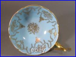 Vintage Coalport Bone China Sky Blue Gold Porcelain Teacup & Saucer England 40's