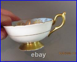 Vintage Coalport Bone China Sky Blue Gold Porcelain Teacup & Saucer England 40's