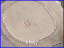 Vintage Crackle Glaze Chinese Royal Satsuma Handpainted Gilded Oval Platter