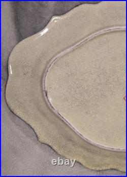 Vintage Crackle Glaze Chinese Royal Satsuma Handpainted Gilded Oval Platter