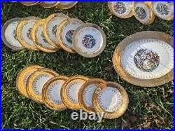 Vintage Crest O Gold Sabin's Warranted 22 KT Porcelain China 64 Piece Set