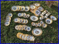 Vintage Crest O Gold Sabin's Warranted 22 KT Porcelain China 64 Piece Set