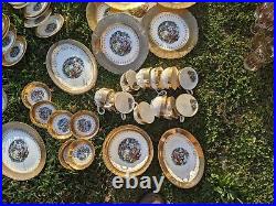 Vintage Crest O Gold Sabin's Warranted 22 KT Porcelain China 64 Piece Set