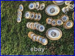 Vintage Crest O Gold Sabin's Warranted 22 KT Porcelain China 64 Piece Set