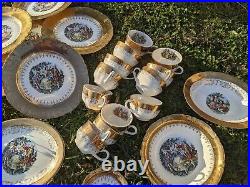 Vintage Crest O Gold Sabin's Warranted 22 KT Porcelain China 64 Piece Set