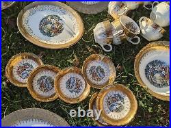 Vintage Crest O Gold Sabin's Warranted 22 KT Porcelain China 64 Piece Set