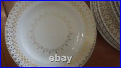 Vintage Dinnerware set by Royal China USA Beige Gold design s/6 18 pieces 1950s