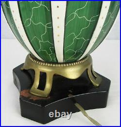 Vintage ELEGANT Ceramic China Melon Bulbous Green Gold Table Light Lamp