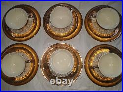 Vintage Earlton 19 Pc China Plates & Cups Platter Gold Grapes Leaves Vines 22kt