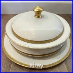Vintage Effenbein China White & Gold Dinner, Porcelain Plates Bowls Serving Dish