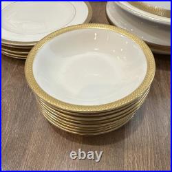 Vintage Effenbein China White & Gold Dinner, Porcelain Plates Bowls Serving Dish