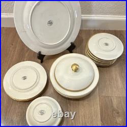 Vintage Effenbein China White & Gold Dinner, Porcelain Plates Bowls Serving Dish