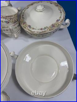 Vintage Floral Porcelain Dinnerware Set Unbranded USA Gold Trim 65 Pieces