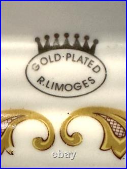Vintage French Limoges Porcelain Mantel Clock WithCandelabra Garnitures Gold PLATE