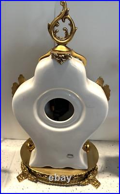 Vintage French Limoges Porcelain Mantel Clock WithCandelabra Garnitures Gold PLATE